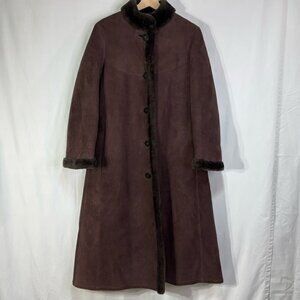 Sawyer of Napa Brown, Mandarin collar, shearling full length coat vintage